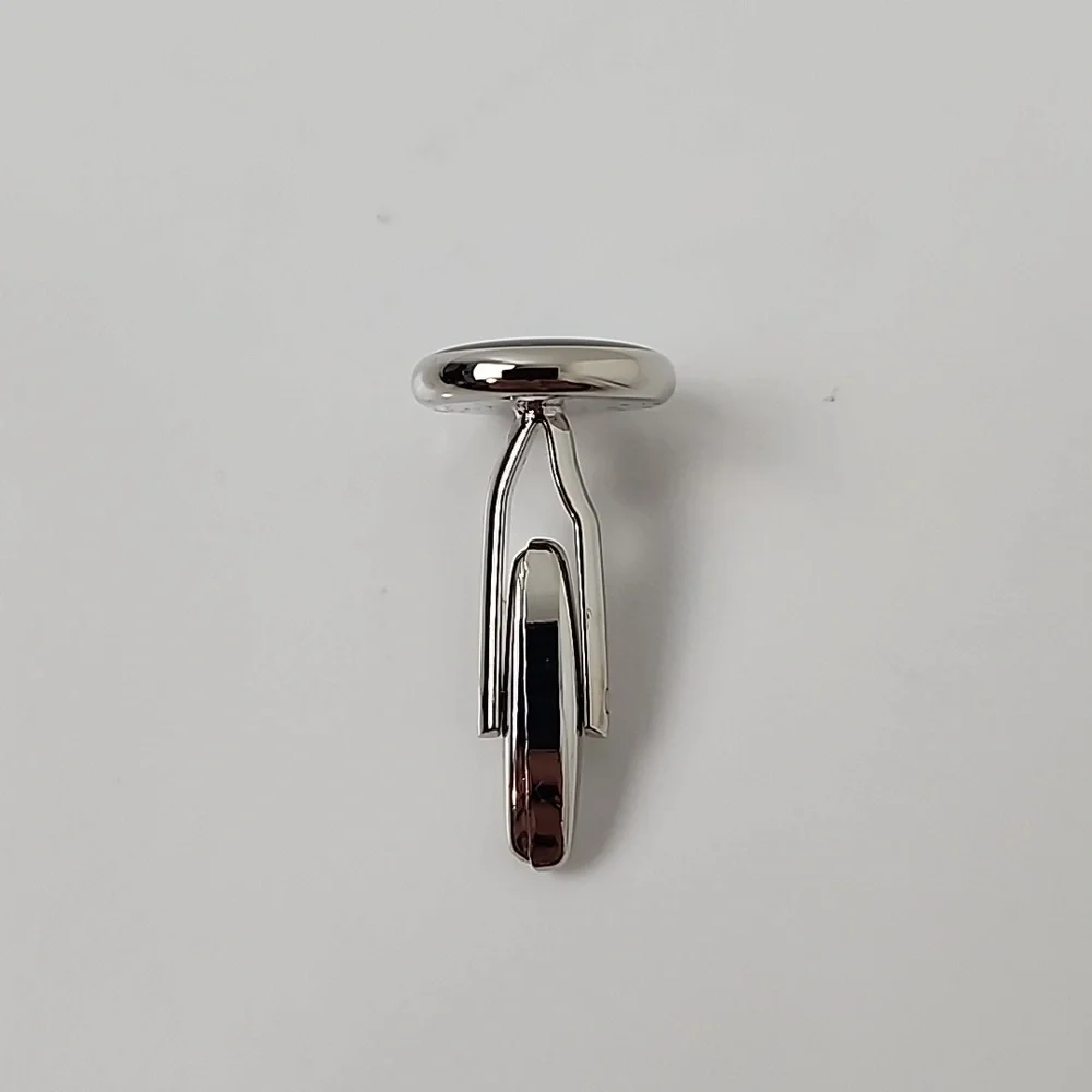HJ Men's Rhodium Plated 'C' Cufflinks Silver Blue